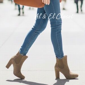 Cole Haan Remi Bootie 100mm Light Whiskey Suede Ankle Boots Women’s 10 B NWB